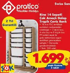PRATİCO RİNE 14 SPETLİ ÇOK AMAÇLI DOLAP TROPİK CEVİZ RENK